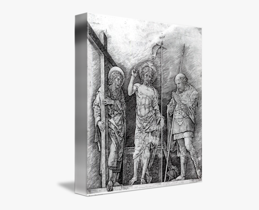 Drawing Of The Resurrection Of Christ - Risen Christ Between Saints Andrew And Longinus, Transparent Clipart