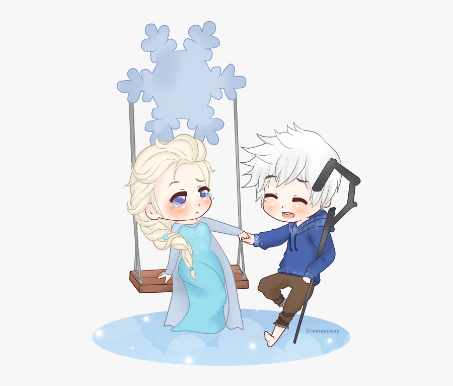 Jelsa By Cremebunny - Elsa Anime And Jack Chibi, Transparent Clipart