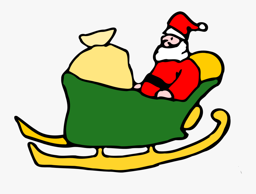 Sleigh - Clipart - Santa On His Sleigh, Transparent Clipart
