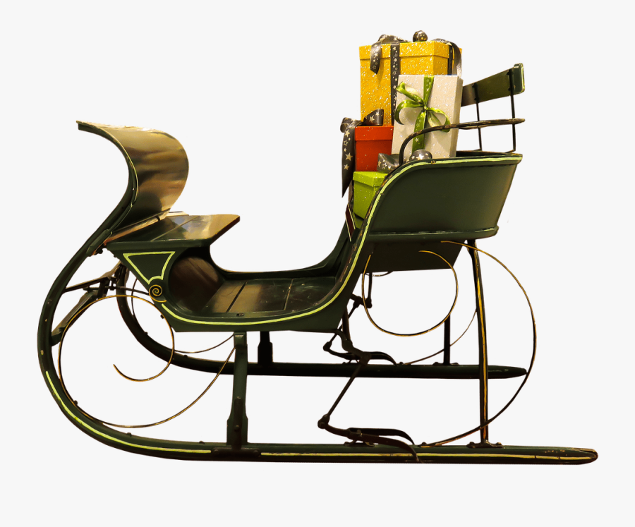 Santa Claus Sleigh Presents On Seat - Christmas Slide Png, Transparent Clipart