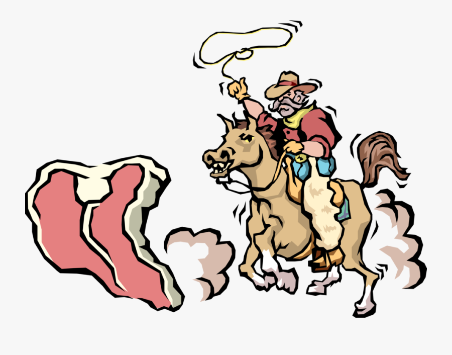 Beef Vector Cartoon - Cowboy, Transparent Clipart
