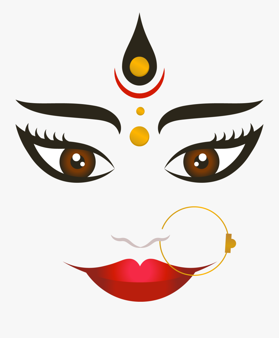 Durga Puja India Face Navaratri Happiness Clipart - Ya Devi Sarva Bhuteshu Shakti Rupena Samsthita Namastasye, Transparent Clipart