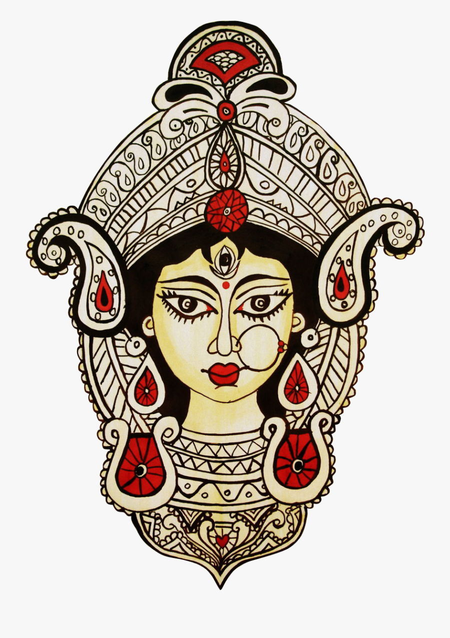 Goddess Durga Mishtu Durga Goddess, Hindu Tattoos, - Easy Drawing Of Durga Maa Face, Transparent Clipart