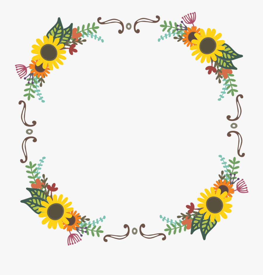 Free Floral Wreaths - Sunflower Flower Wreath Png, Transparent Clipart