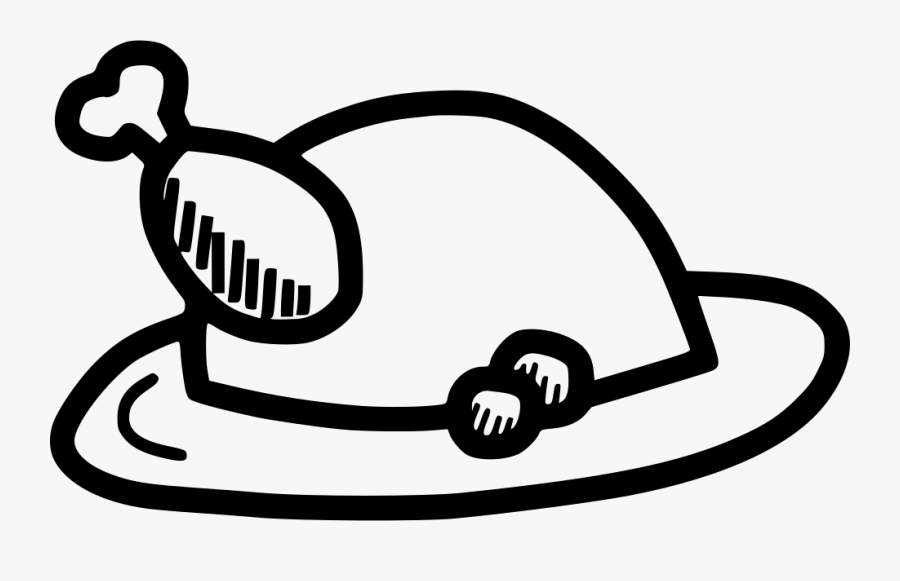 Transparent Meat Clipart - Black And White Roasted Turkey, Transparent Clipart