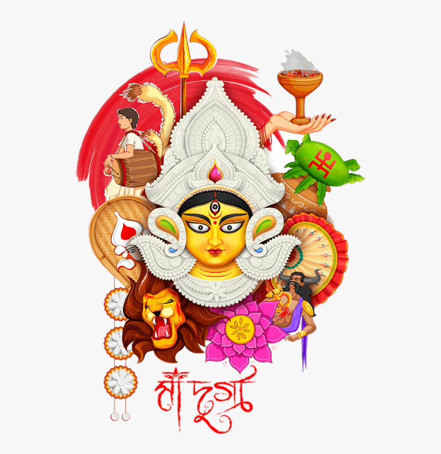 Durga Puja Vector, Transparent Clipart