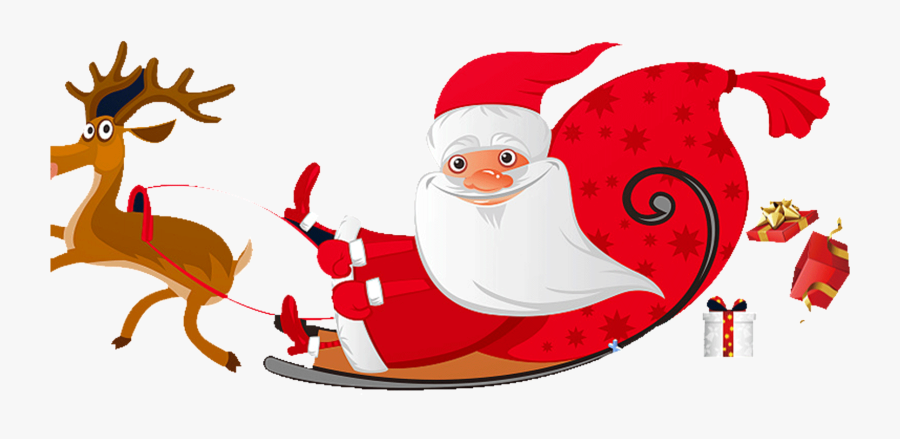Clip Art Cartoon Santas Sleigh - Santas Sleigh Png, Transparent Clipart