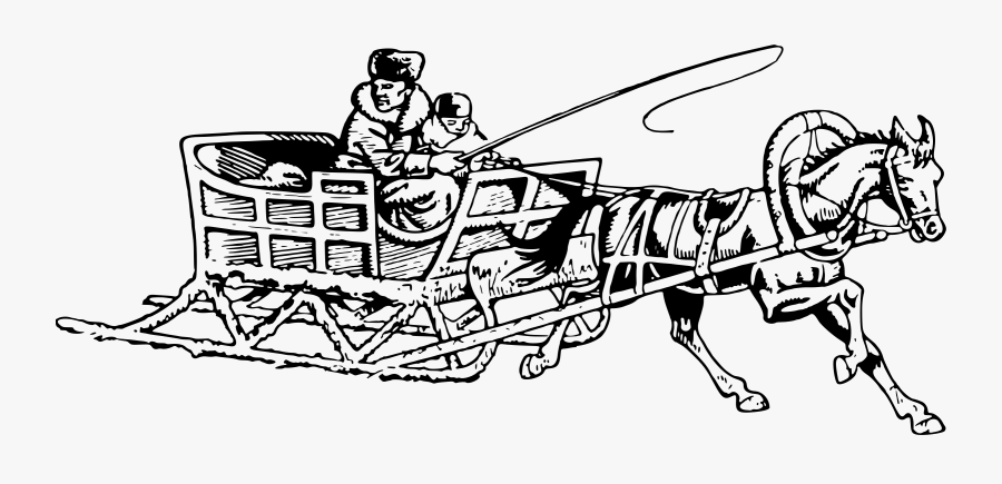 Sleigh 2 Clip Arts - Open Sleigh Clip Art Black And White, Transparent Clipart