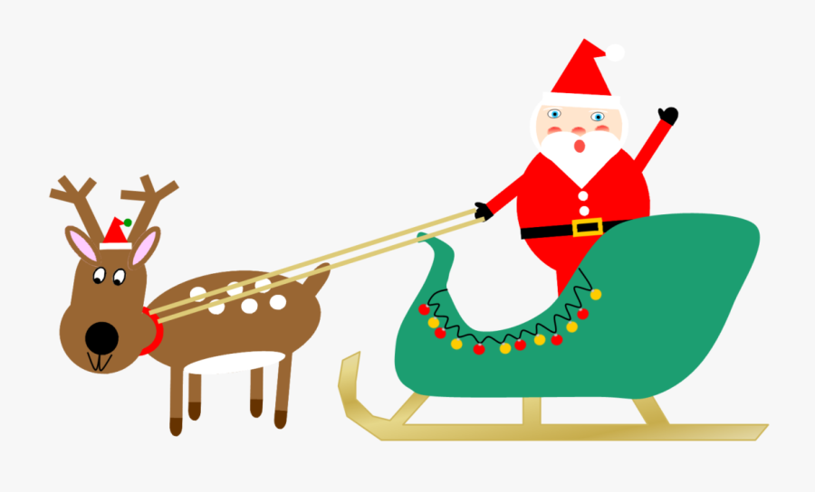 Santa Sleigh And Reindeer 1, Transparent Clipart