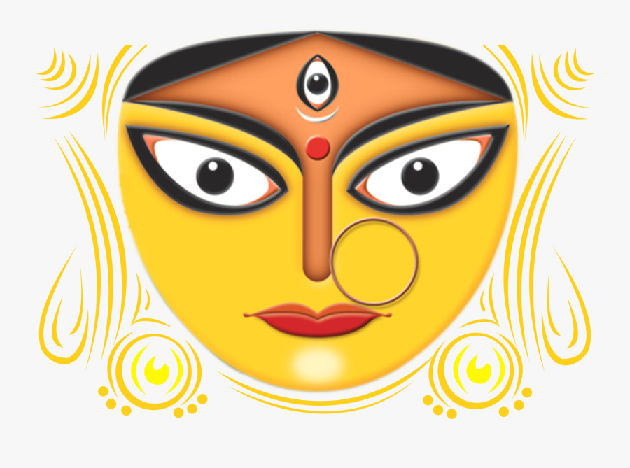 Durga Maa Face Image - Durga Puja Banner Background Hd, Transparent Clipart
