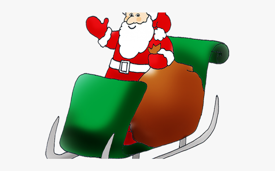 Sleigh Clipart Green Santa - Easy Santa Claus On Sledge, Transparent Clipart