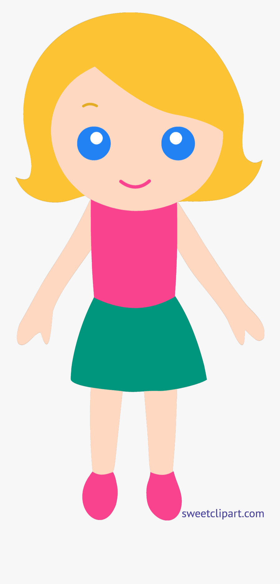 Transparent Baseball Clipart - Blonde Hair Blue Eyes Cartoon Girl, Transparent Clipart