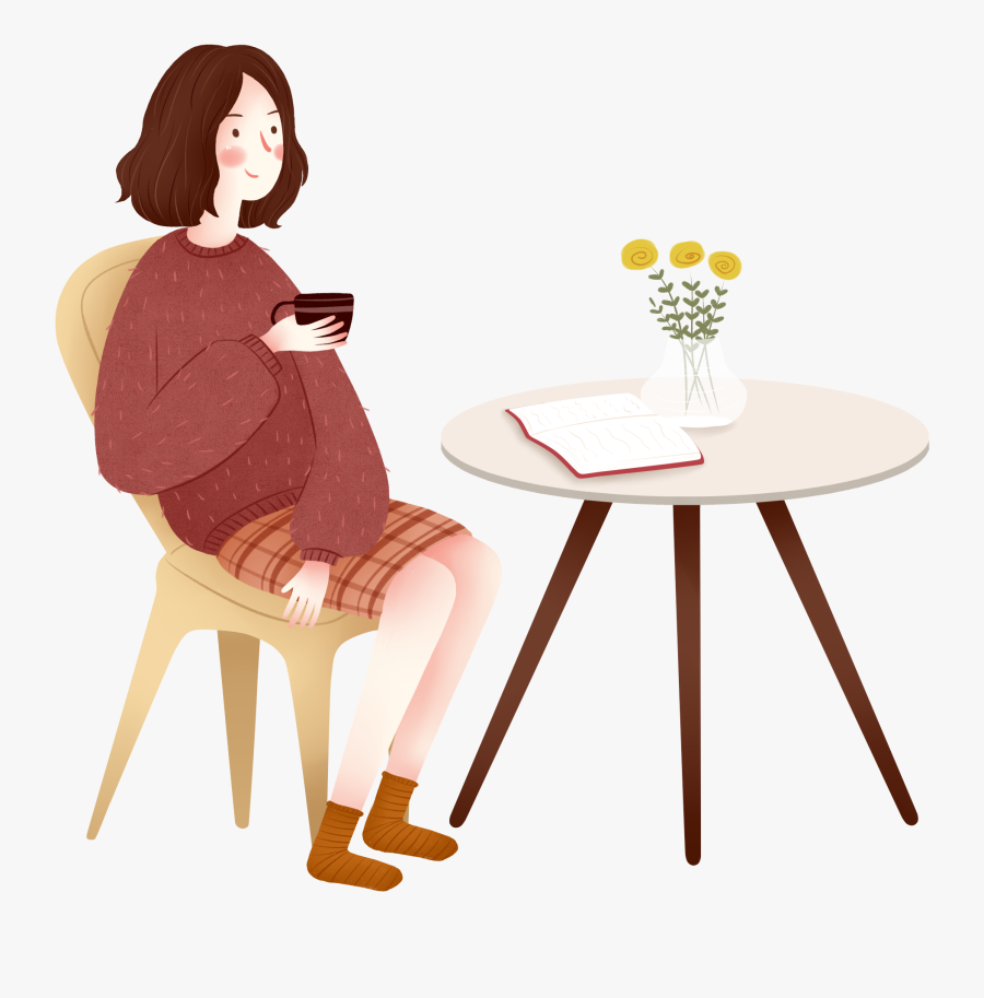 Fresh Girls Art Hand Painted Beautiful Png And Psd - Coffee Table, Transparent Clipart