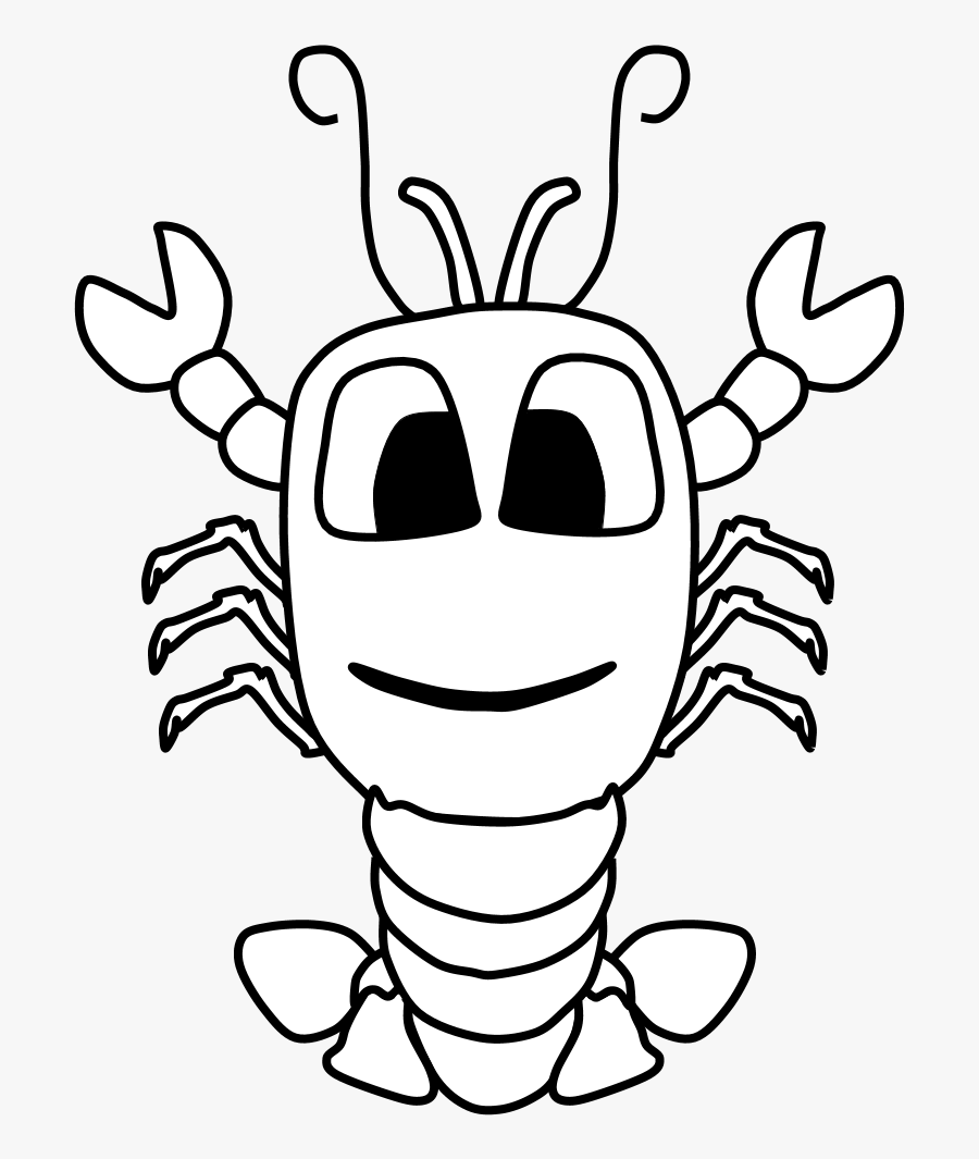 Lobster, Big Eyes, Black And White, Cartoon Animal - Line Art, Transparent Clipart