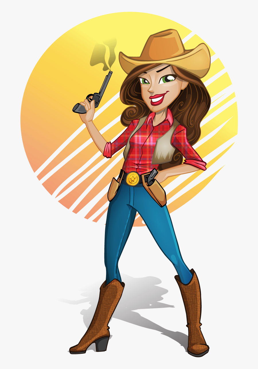 Transparent Cowgirl Clipart Png - Cowboy And Cowgirl Cartoon, Transparent Clipart