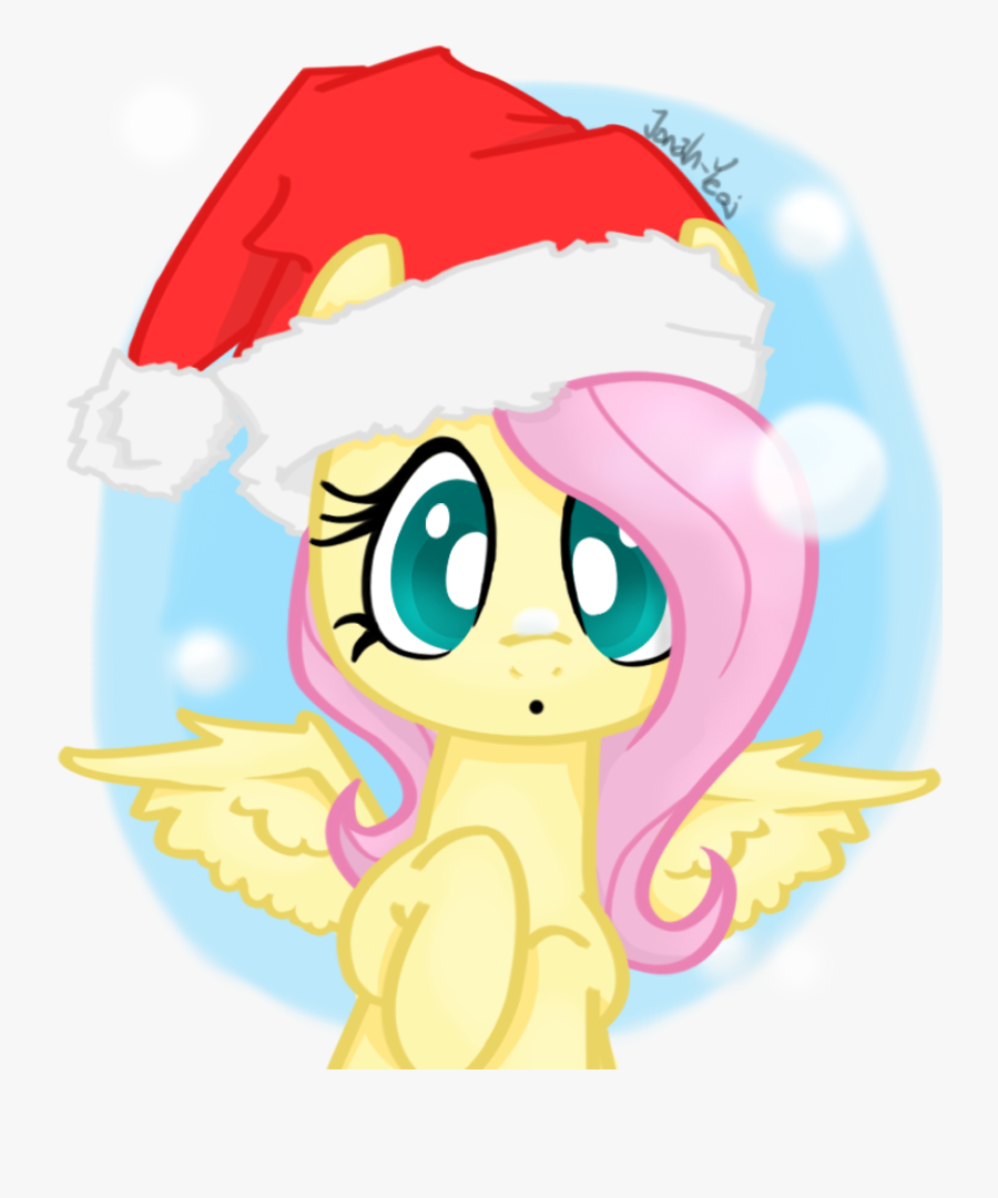 Jonah-yeoj, Fluttershy, Hat, Safe, Santa Hat, Snow, - Mlp Fluttershy Christmas Santa Hat, Transparent Clipart