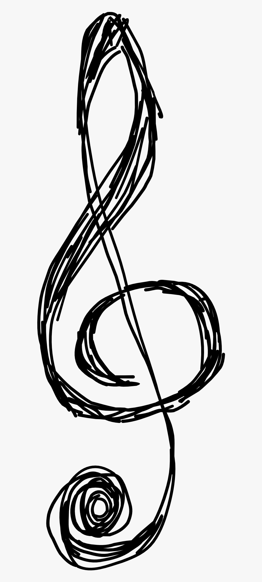 Music Notes Clipart Drawn - Hand Drawn Treble Clef, Transparent Clipart