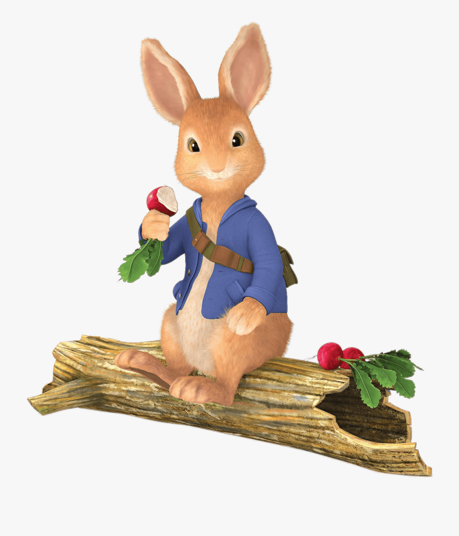 Peter Rabbit Sitting On Tree Trunk Transparent Png - Peter Rabbit And Friends Hd, Transparent Clipart