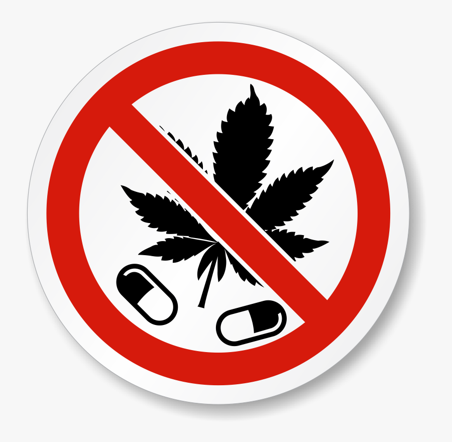 No Drugs Allowed Marijuana Leaf Iso Symbol Label - Don T Spit Here Logo, Transparent Clipart