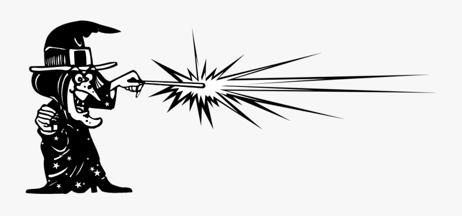 Clip Black And White Download Wand Clipart Black And - Witch With A Wand, Transparent Clipart
