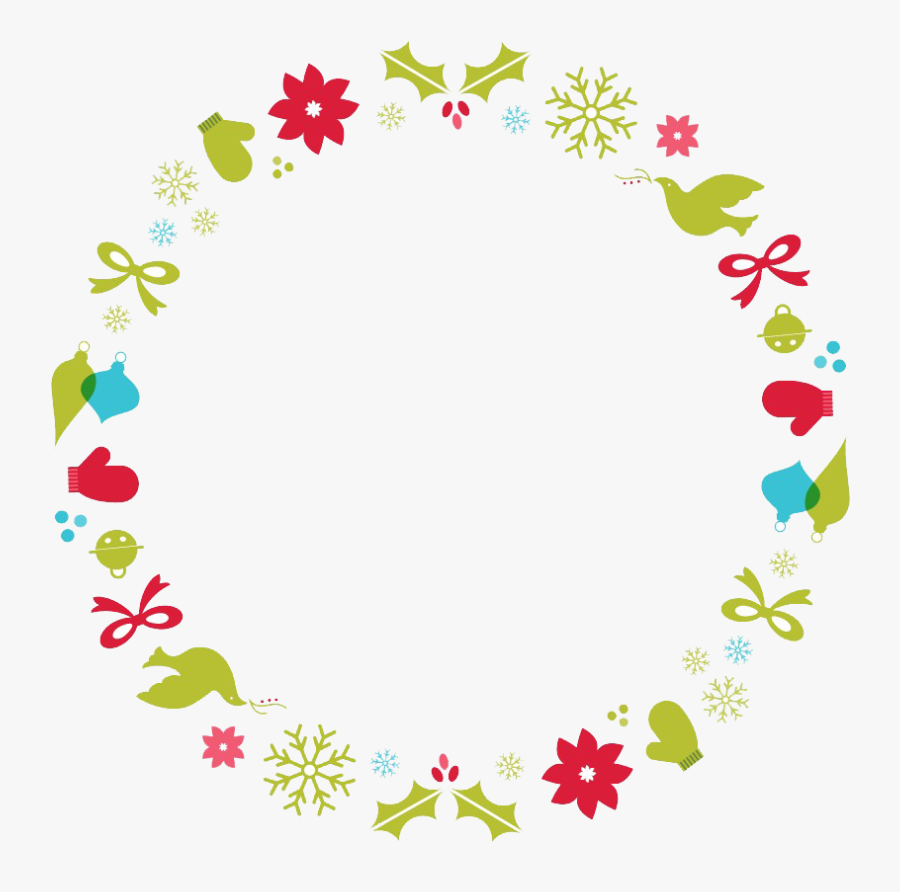 Flower Border Designs Png Free Images - Christmas Circle Frame Png, Transparent Clipart