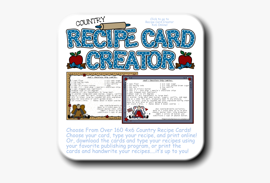 Country Choose From Over 160 Country Recipe Cards Choose - Recipe Card Clip Art, Transparent Clipart