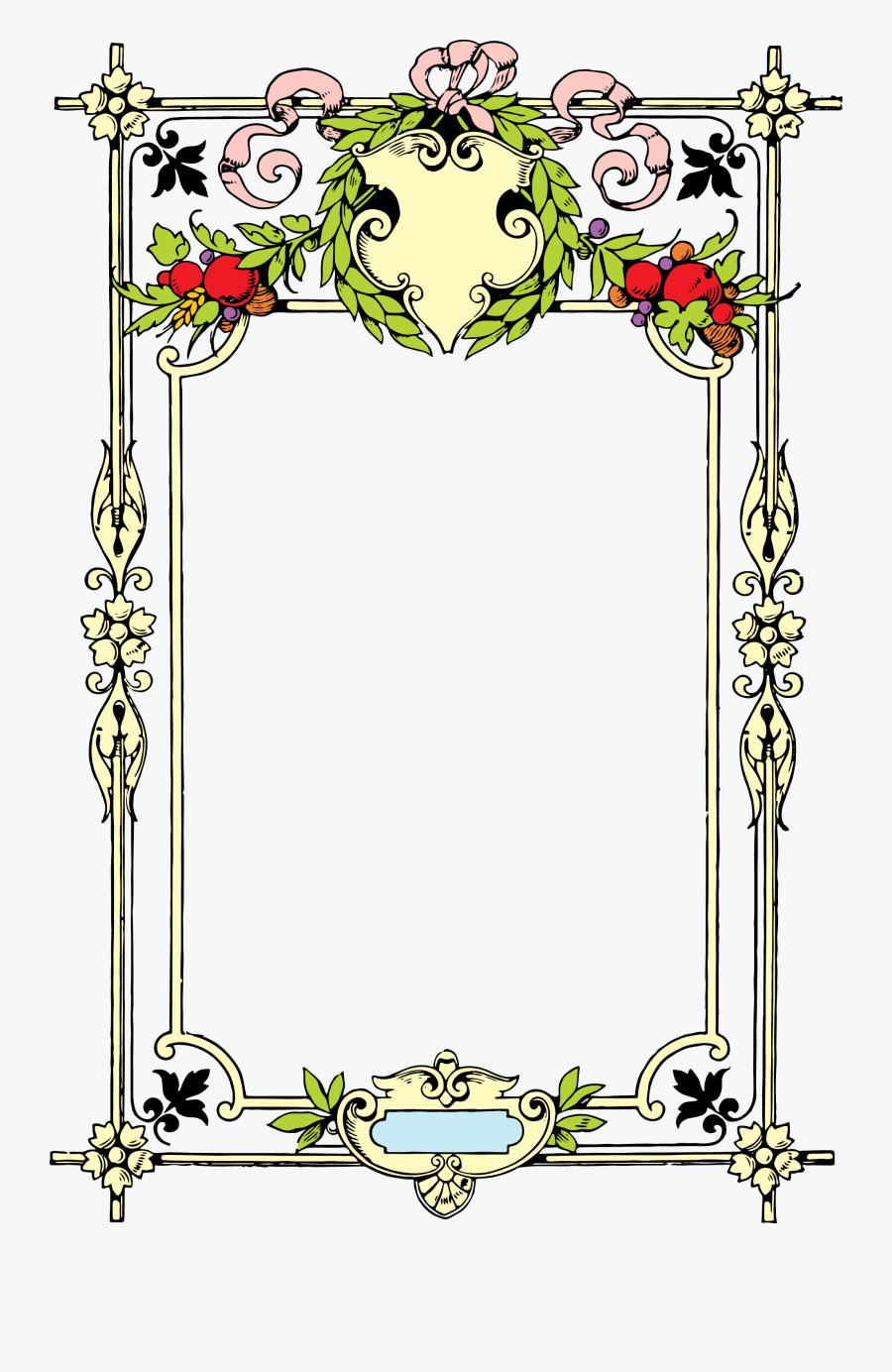 Decorative Border Clipart Colored - Vintage Borders And Frames, Transparent Clipart