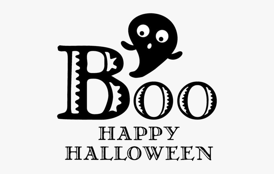 Boo Happy Halloween Stamp - Illustration, Transparent Clipart