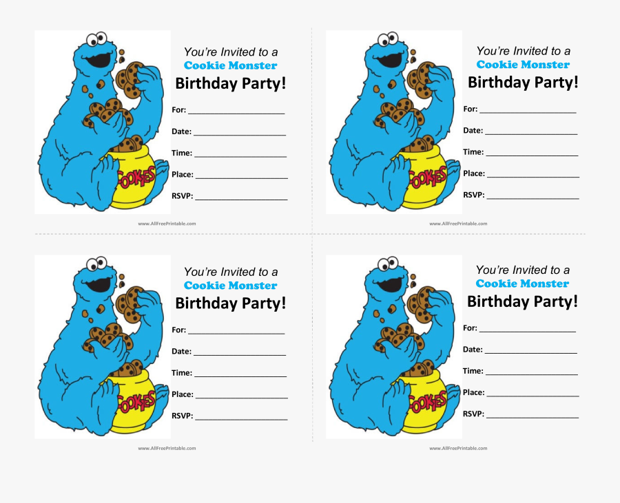 Cookie Monster 1st Birthday Invitations Rh Studentfreelancers - Blank Cookie Monster Invitations, Transparent Clipart