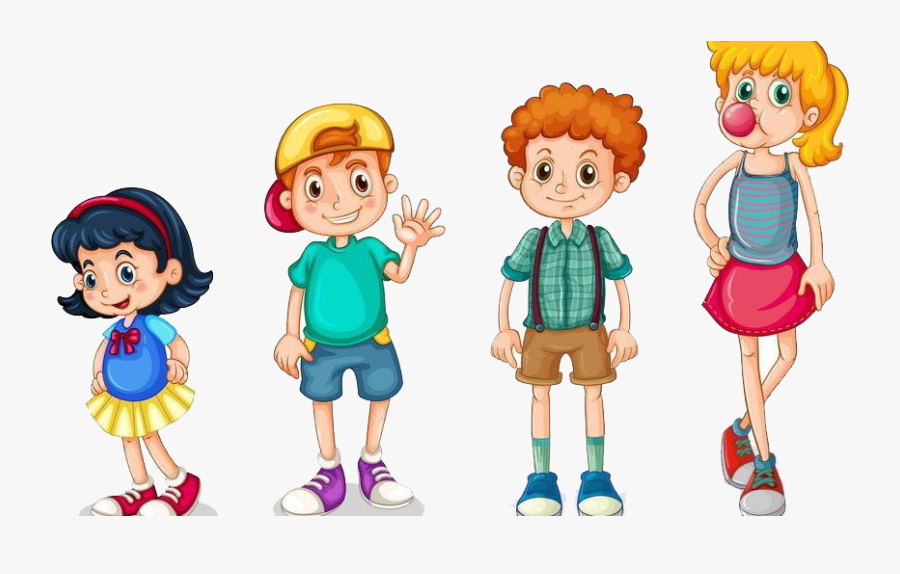 Transparent Grandparents Day Clipart - 4 Children Clipart, Transparent Clipart