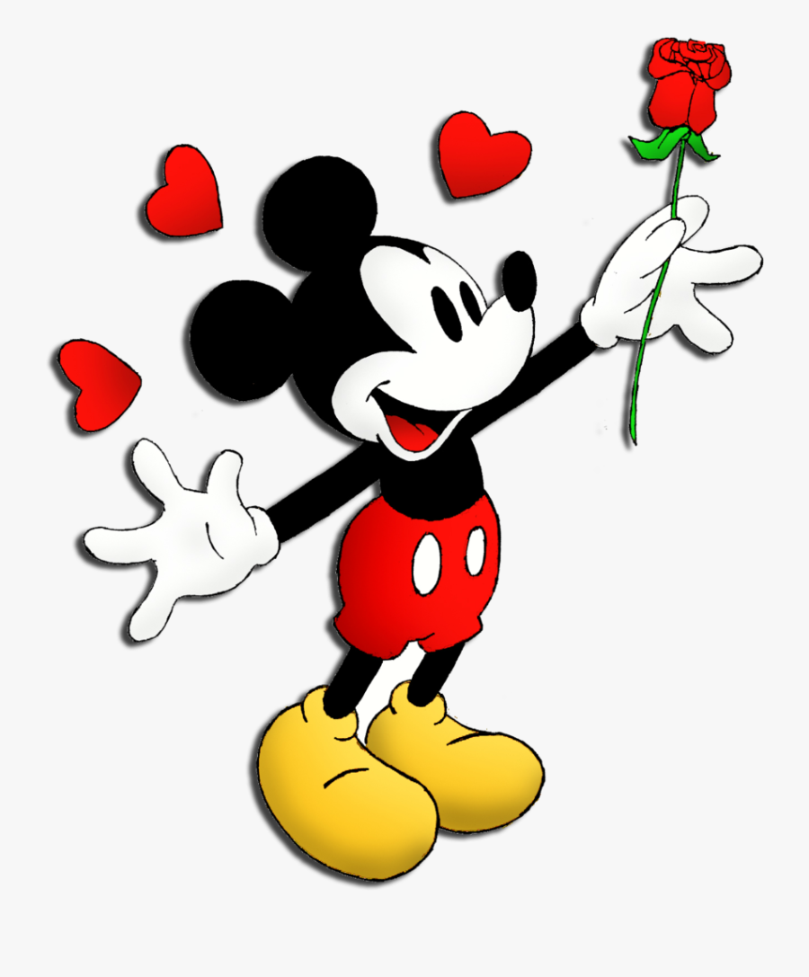 Transparent Mickey Mouse Ears Clipart - Mickey Mouse With Rose, Transparent Clipart