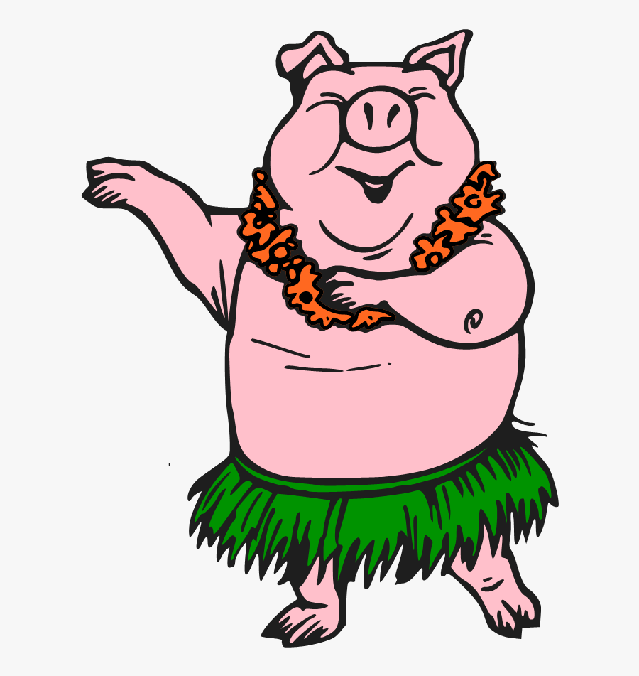 Pig In Hula Skirt Cartoon, Transparent Clipart