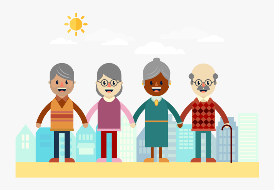Old Age International Day For Older Persons Aged Care - Older Adults Cartoon Png, Transparent Clipart