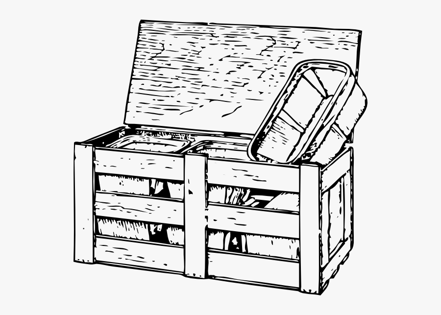 Free Vector Tomato Box Clip Art - Line Drawing Wooden Box, Transparent Clipart