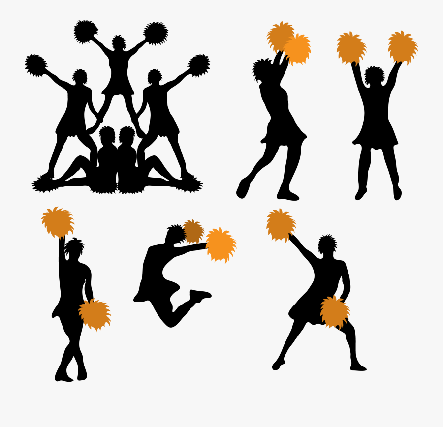 Cheerleading Pom Silhouette Cheerleader Vector Free Transparent.