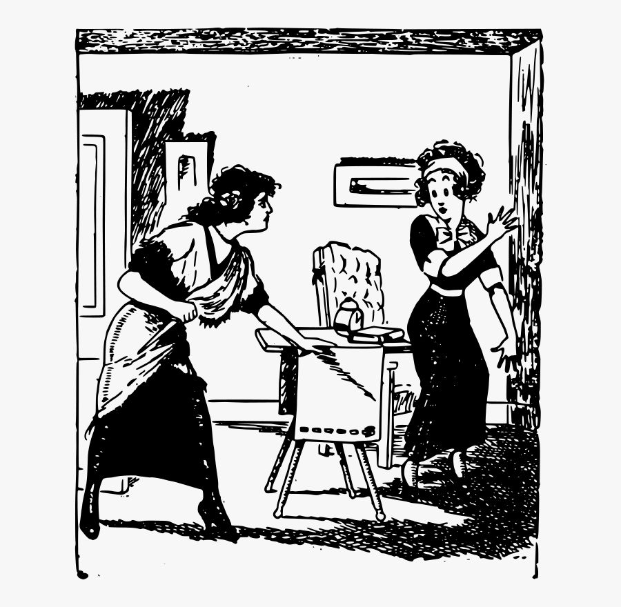 Free Clip Art "two Girls One Knife - Drawing Of Women Fighting, Transparent Clipart