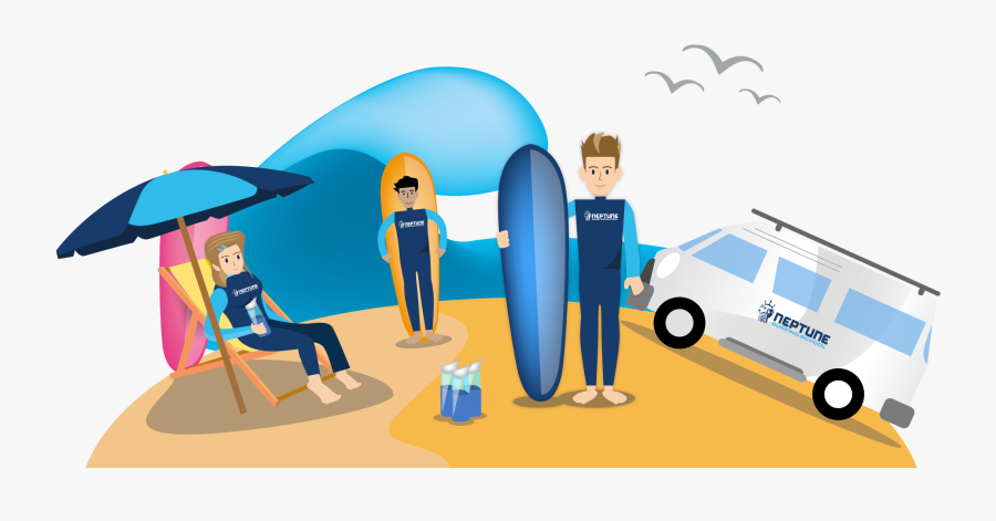 Van Clipart Surfer - Illustration, Transparent Clipart