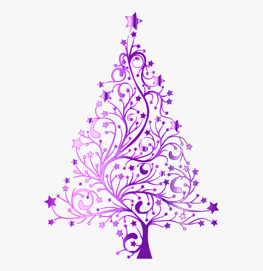 Transparent Christmas Tree Clip Art Black And White - Purple Christmas Tree Transparent Background, Transparent Clipart