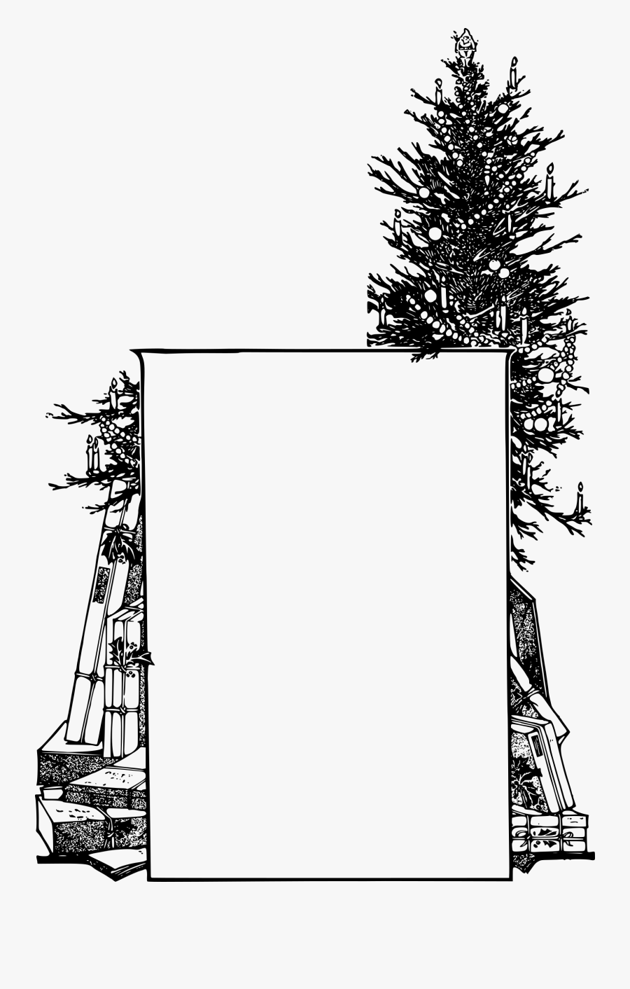 Christmas Tree Frame Graphic Freeuse Library - Christmas Frame Clipart Black And White, Transparent Clipart