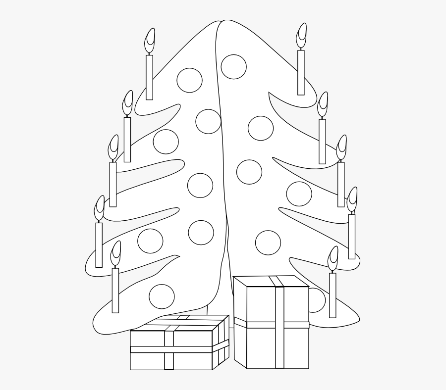 Machovka Christmas Tree Black White Line Art Coloring - Christmas Tree, Transparent Clipart