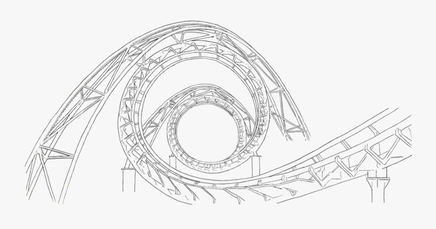 Rollercoaster, Roller Coaster, Big Dipper, Switchback - Sketch Roller Coaster Draw, Transparent Clipart