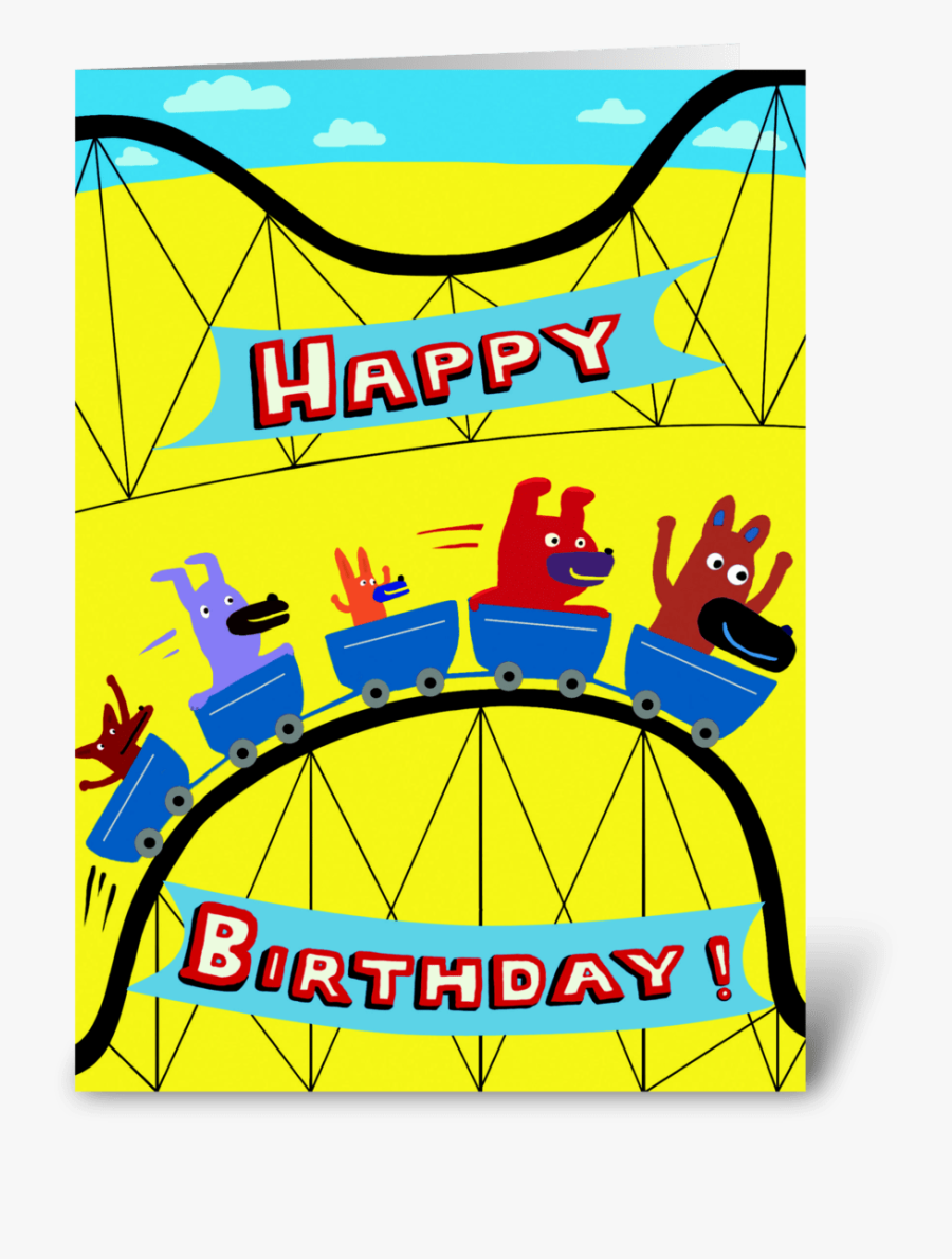 Roller Coaster Birthday Greeting Card - Roller Coaster Birthday Card, Transparent Clipart