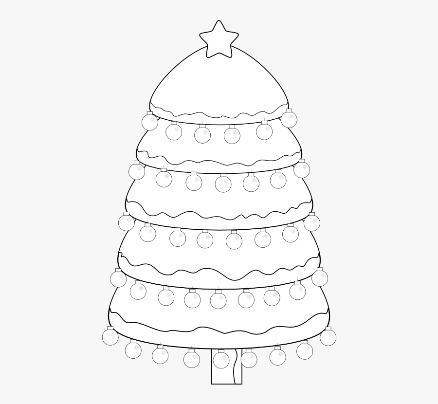 Xmas Tree Black White Line Art Christmas Coloring Book - Christmas Tree, Transparent Clipart