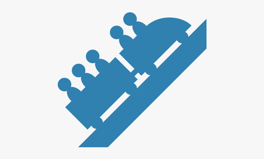 A Blue Roller Coaster Ascending A Hill, Transparent Clipart