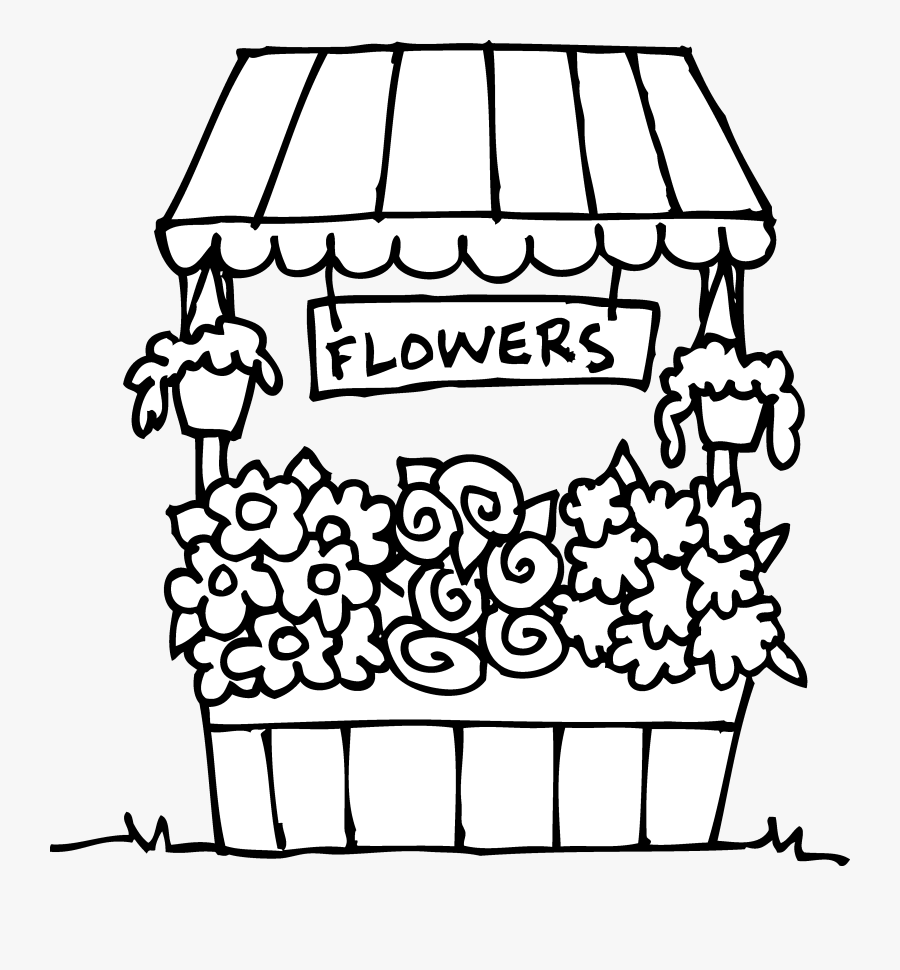 Flower Shop Clipart Black And White - Flower Shop Coloring Page, Transparent Clipart