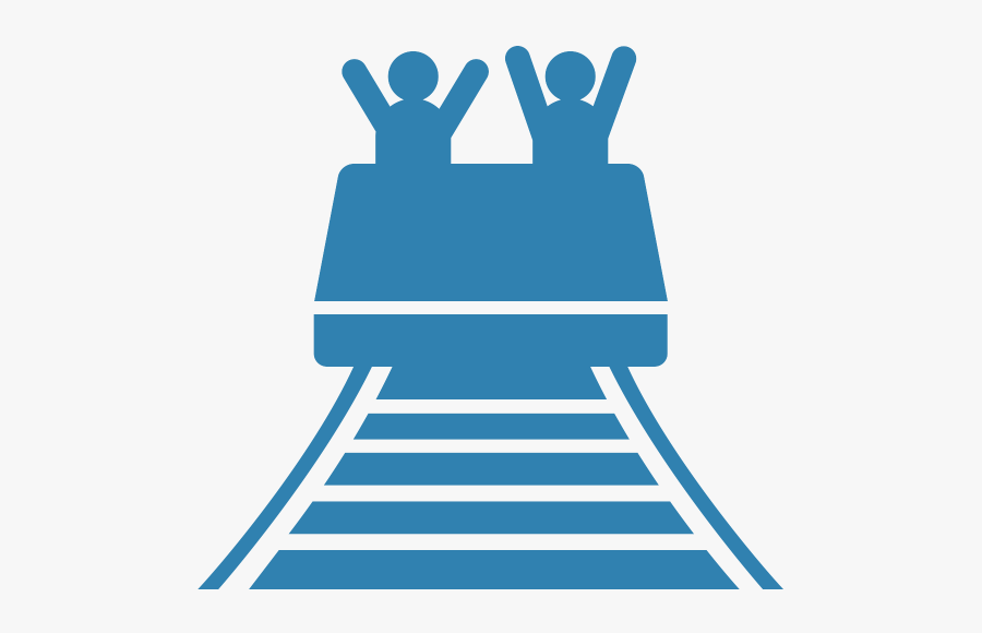 Riders Waving Their Hands On A Blue Roller Coaster - Parc D Attraction Icone, Transparent Clipart