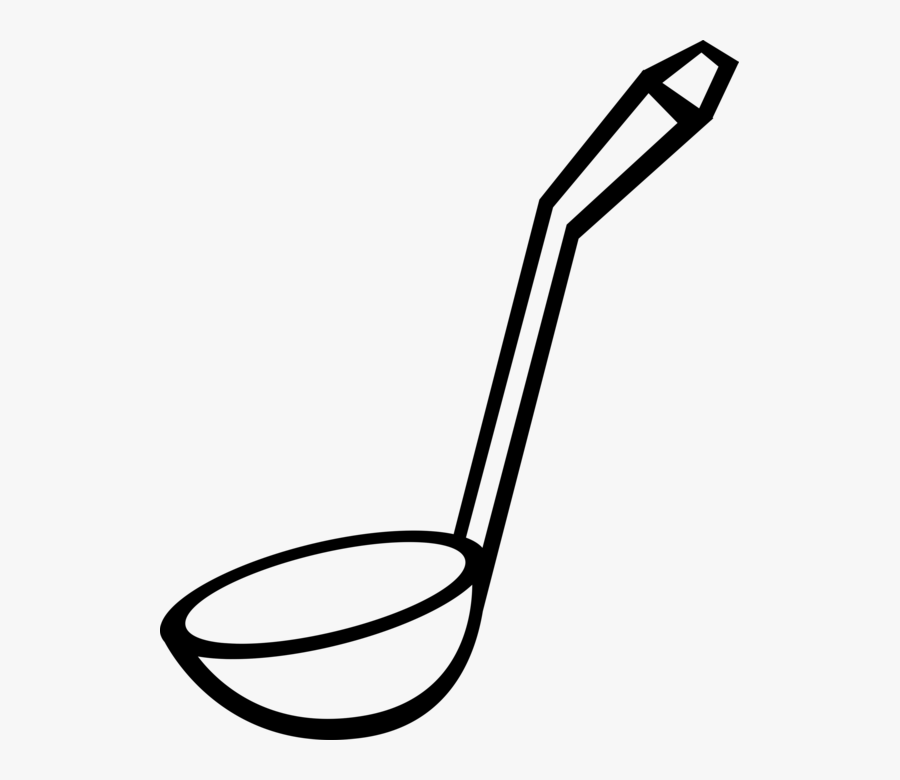 Vector Illustration Of Kitchen Kitchenware Soup Ladle - Soup Spoon Clipart Black And White, Transparent Clipart