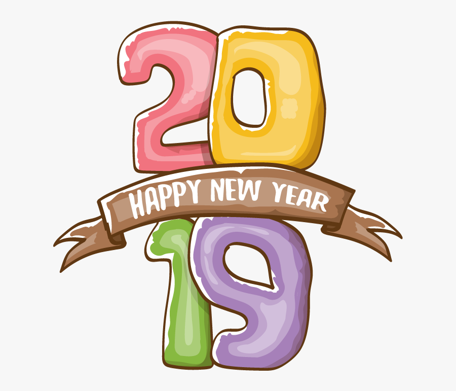 Happy New Year Poster 2019 On White Background, Transparent Clipart