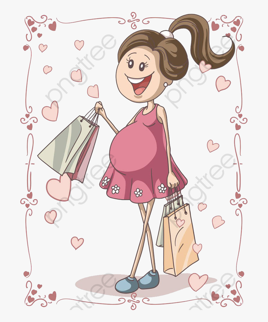 Shopping For Pregnant Women - Maternity Cartoon, Transparent Clipart