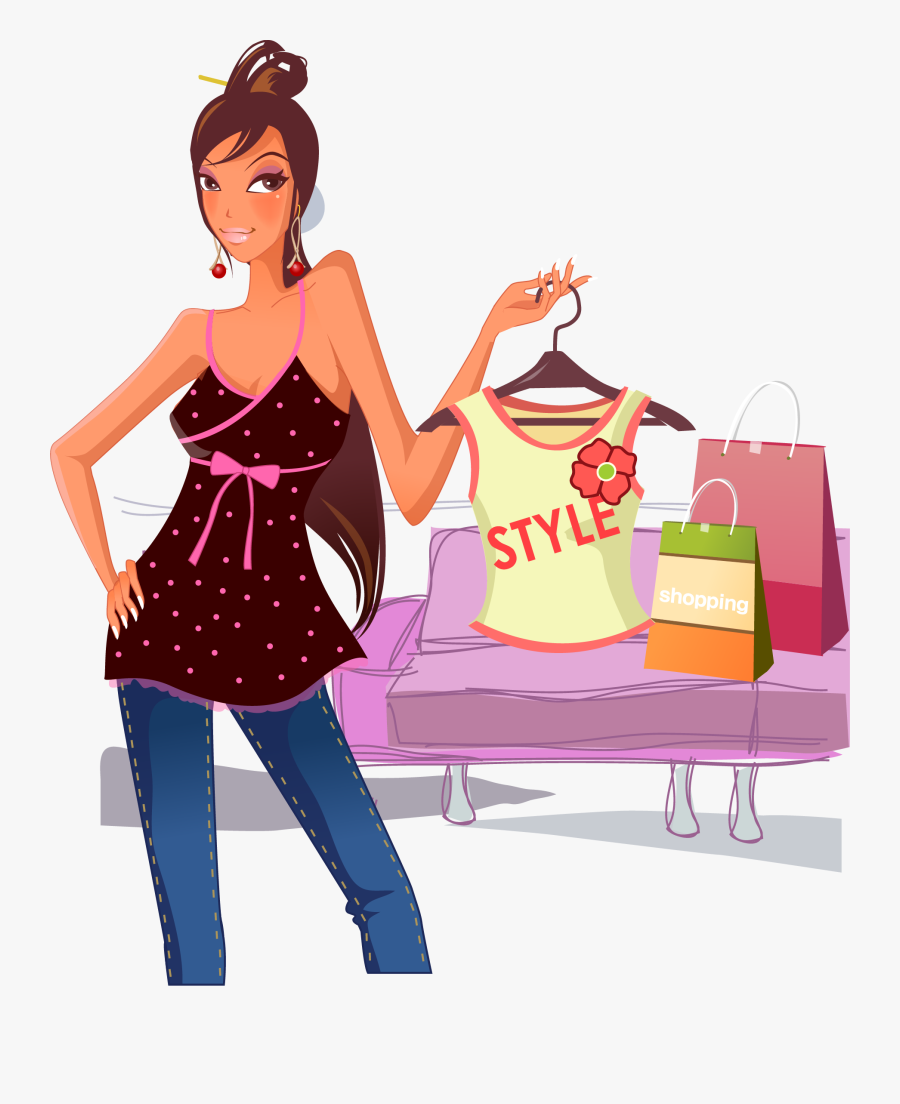 Shopping Mall Girl - Transparent Fashion Girl Clipart, Transparent Clipart